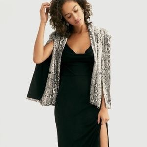 Free People Velvet Mercury Cape Python Print Grey Silver One Size